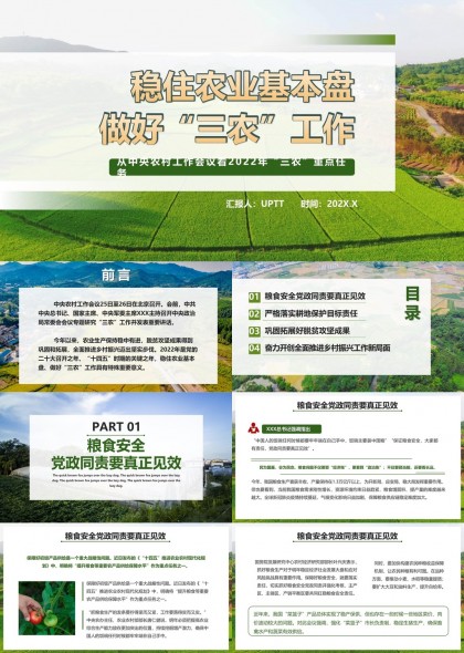 稳住农业基本盘做好三农工作年重点任务PPT模板