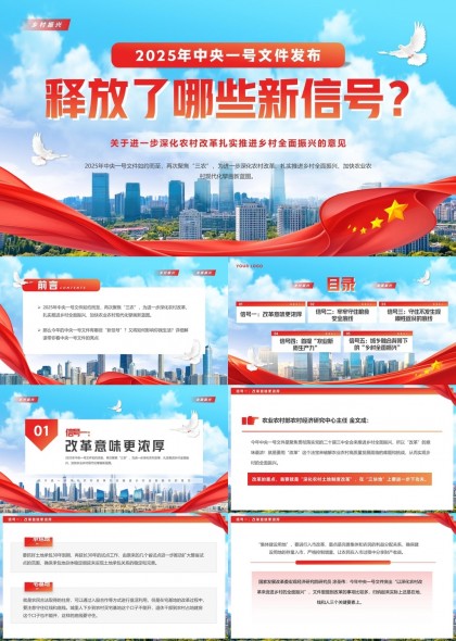 2025年中央一号文件解读乡村振兴政策分析PPT模板