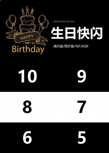 生日倒计时创意开场设计PPT模板