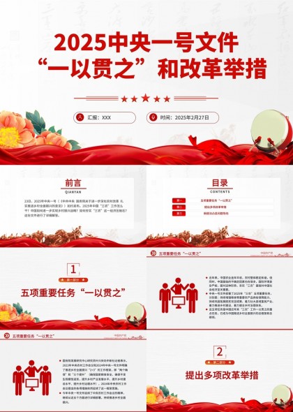 2025中央一号文件一以贯之和改革举措PPT模板