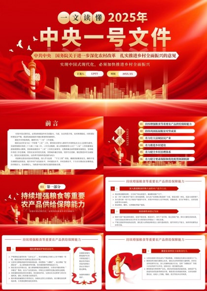 2025年中央一号文件解读乡村振兴战略PPT模板