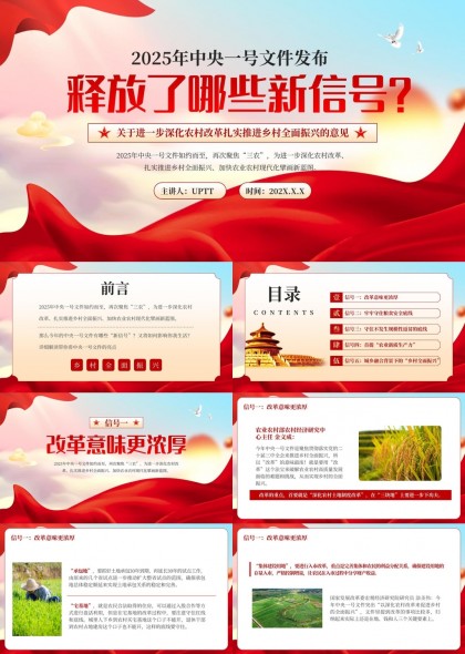 2025年中央一号文件解读农业政策改革乡村振兴PPT模板