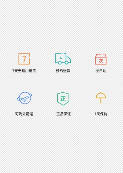 7天无理由退货预约送货次日达等电商服务图标