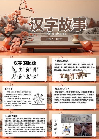 汉字故事起源演变与字体介绍PPT模板