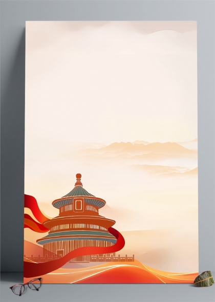 壮丽天坛红绸飘扬文化宣传背景