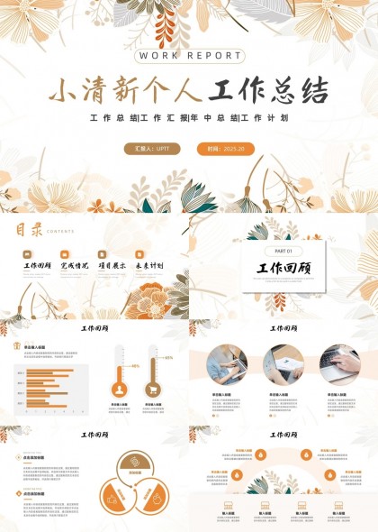 小清新个人工作总结汇报年中总结工作计划PPT模板
