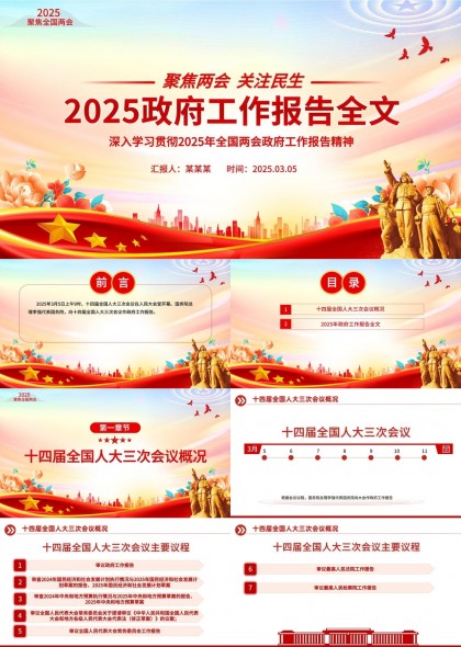 2025政府工作报告全文解读与分析PPT模板