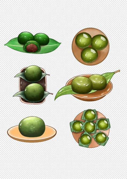 清明节青团美食插画元素