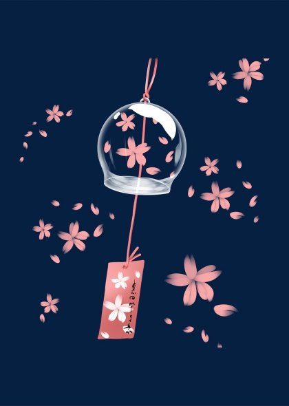樱花风铃浪漫日式装饰元素