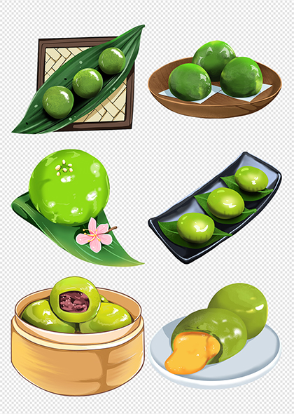 清明节青团手绘清明圆子插画元素