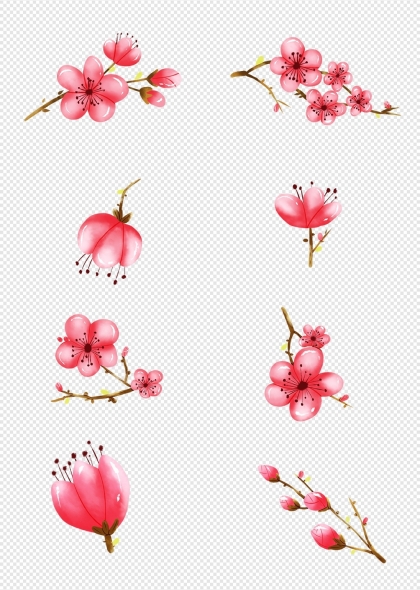 粉色桃花枝条春季装饰元素