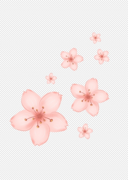 粉色樱花花瓣春天浪漫装饰元素