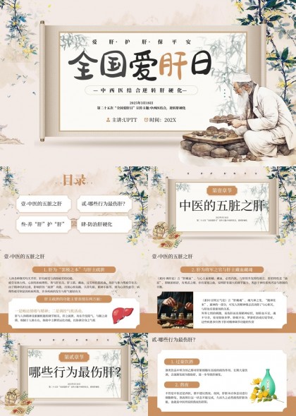 全国爱肝日中医养生知识科普PPT模板