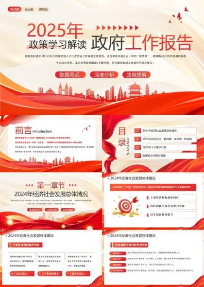 2025年政府工作報(bào)告解讀穩(wěn)預(yù)期保民生防風(fēng)險(xiǎn)PPT模板