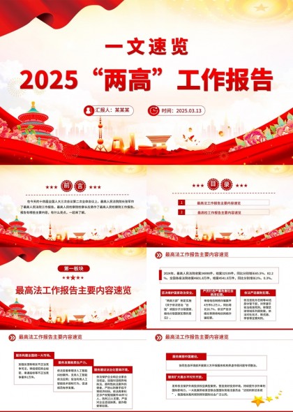 2025兩高工作報(bào)告速覽內(nèi)容解讀PPT模板