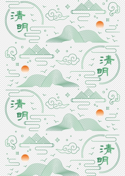 山水祥云云纹清明节线条底纹背景