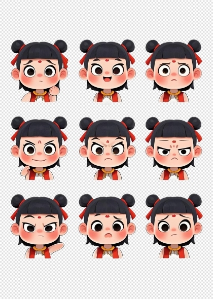哪吒可爱表情包头像免抠素材