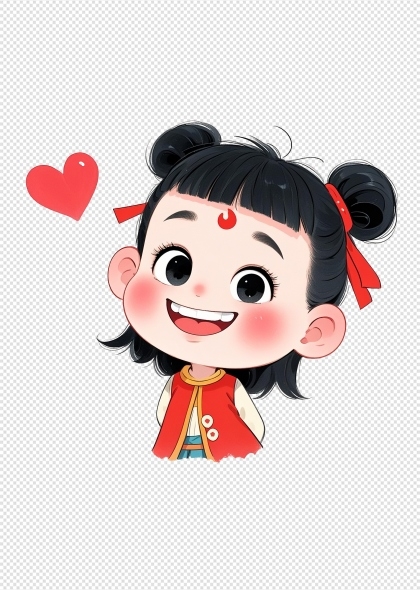 紅色愛(ài)心哪吒卡通可愛(ài)形象png圖片