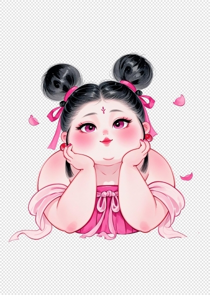 哪吒2粉色可爱石矶娘娘卡通元素