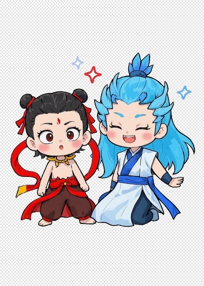 卡通哪吒敖丙可爱插画PNG元素
