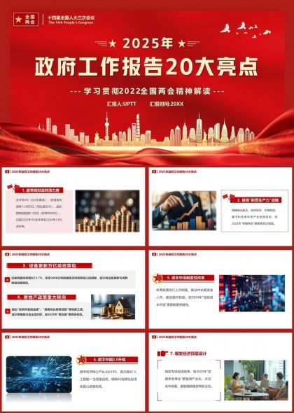 2025年政府工作報(bào)告20大亮點(diǎn)解讀兩會(huì)精神PPT模板
