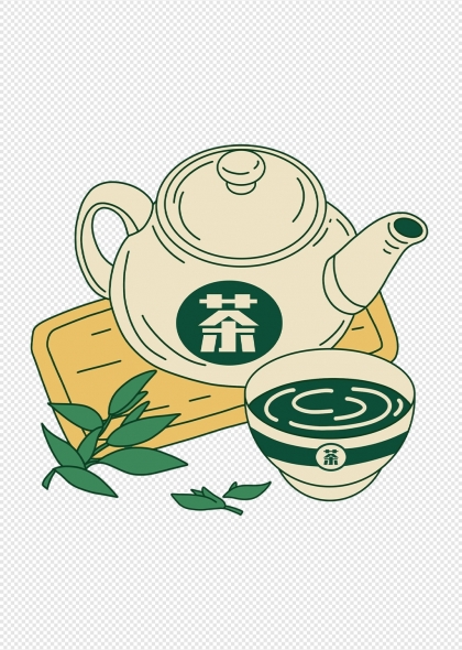 茶壶茶杯茶叶中国传统茶文化元素