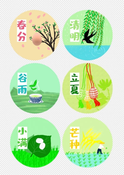 二十四节气春分清明谷雨立夏小满芒种元素