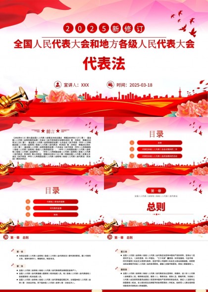 全国人民代表大会和地方各级人民代表大会代表法2025修订版PPT模板