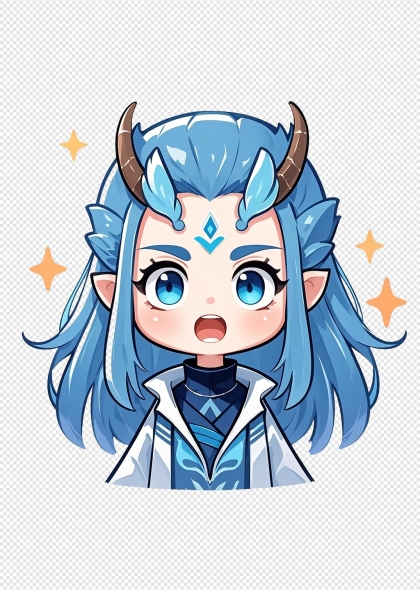 敖丙卡通头像可爱蓝色元素插画