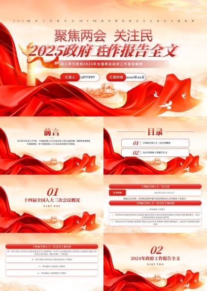 兩會(huì)關(guān)注民生2025政府工作報(bào)告全文解讀PPT模板