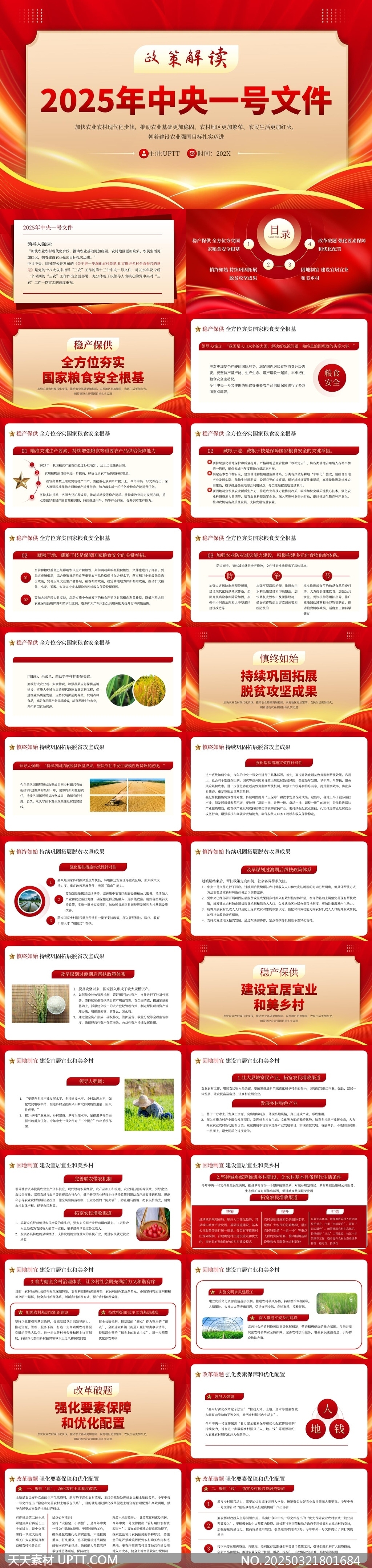 2025年中央一號(hào)文件政策解讀穩(wěn)產(chǎn)保供糧食安全脫貧攻堅(jiān)PPT模板