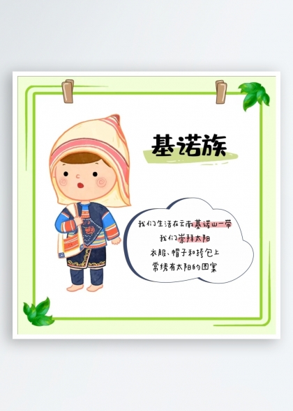 基諾族簡(jiǎn)介（五十六個(gè)民族簡(jiǎn)介矢量素材系列）