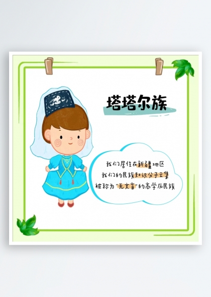 塔塔爾族簡介（五十六個民族簡介矢量素材系列）