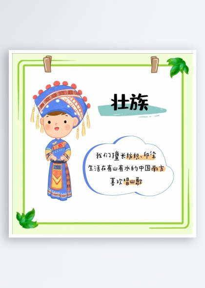 壮族简介（五十六个民族简介矢量素材系列）