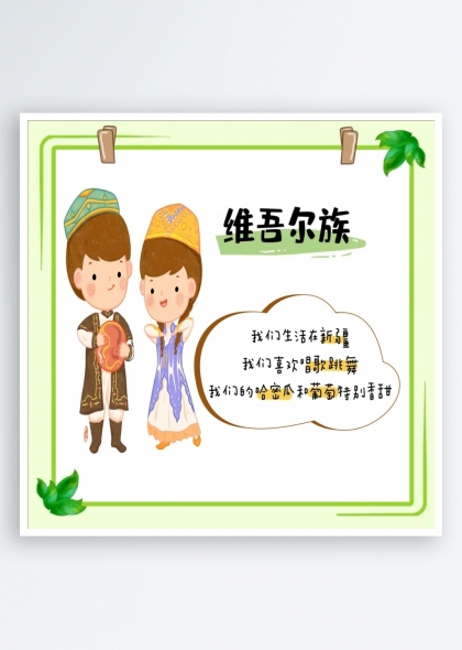 維吾爾族簡介（五十六個民族簡介矢量素材系列）