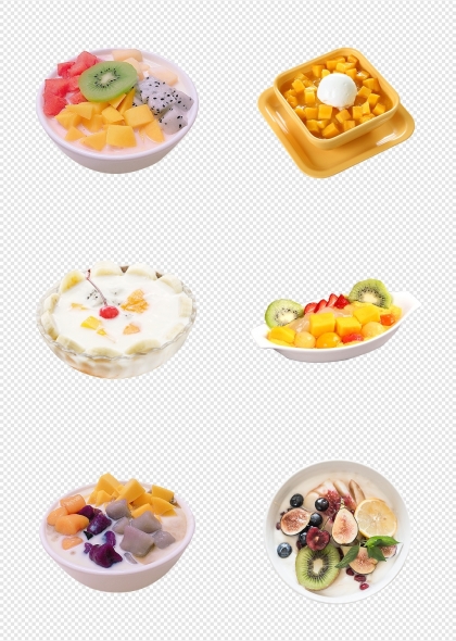 水果酸奶鲜奶水果捞甜品美食元素
