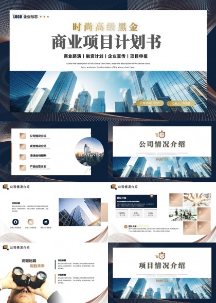 时尚高级黑金商业项目计划书企业宣传融资PPT模板