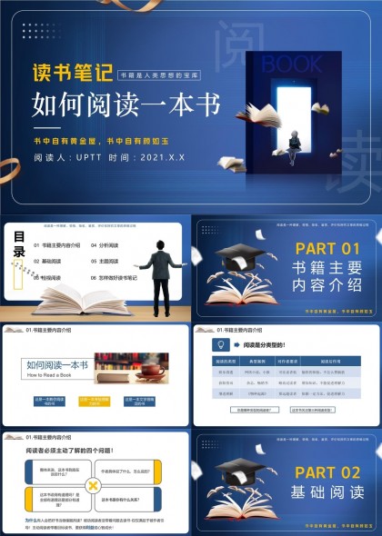 读书笔记如何阅读一本书PPT模板