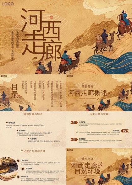 河西走廊历史文化与自然环境旅游开发PPT模板