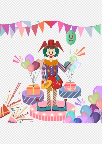 小丑氣球禮物生日派對愚人節(jié)慶祝元素