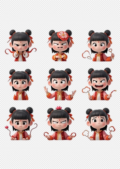 可爱Q版哪吒表情包PNG图片