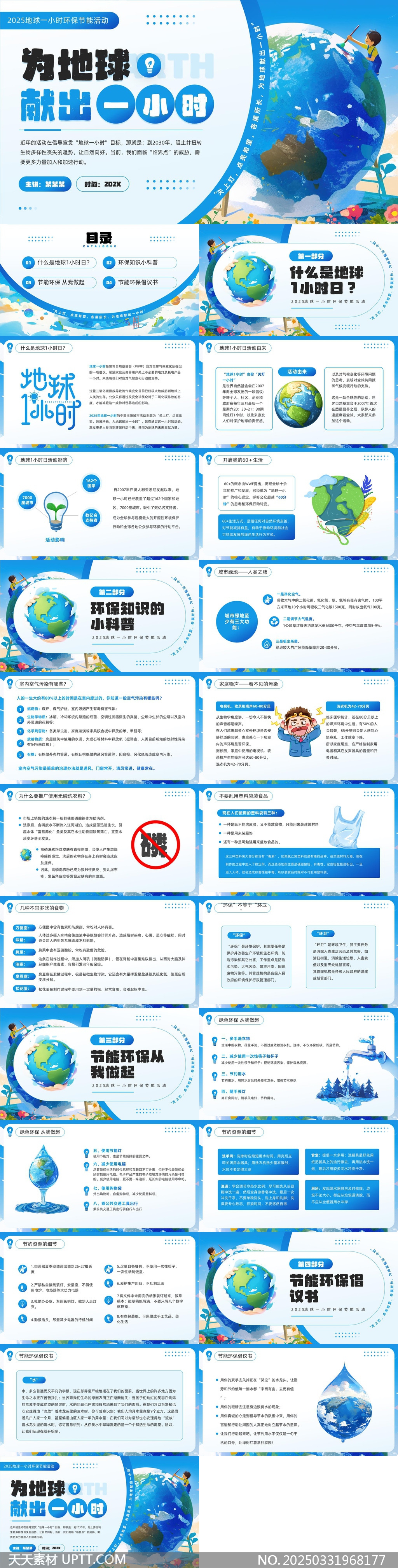 2025地球一小時(shí)環(huán)保節(jié)能活動(dòng)科普與倡議PPT模板