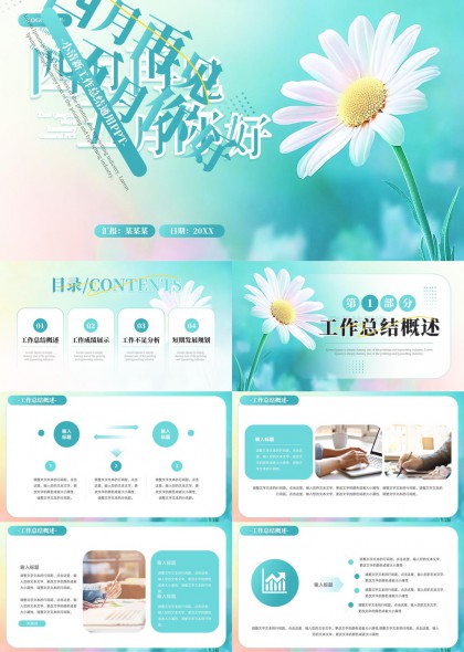 清新小雛菊風(fēng)格工作總結(jié)與規(guī)劃PPT模板