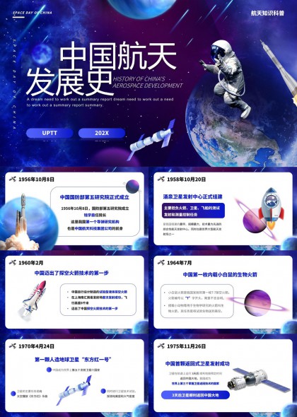 中国航天发展史科普知识PPT模板