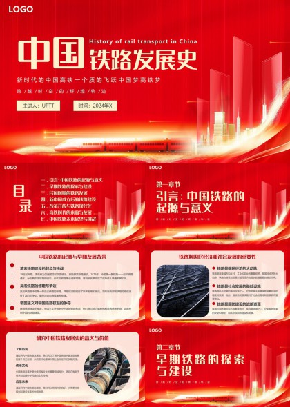 中国铁路发展史从起源到高铁时代PPT模板