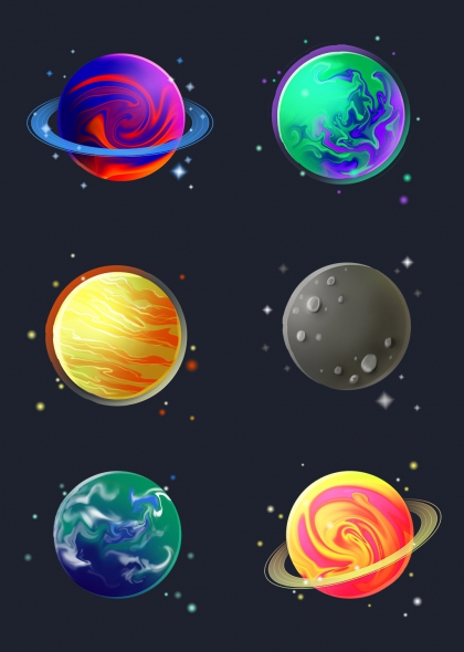 梦幻星球插画设计元素合集