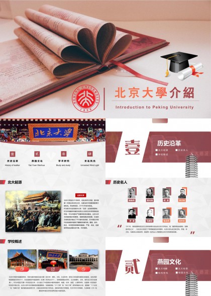 北京大学介绍校园文化与学术研究PPT模板