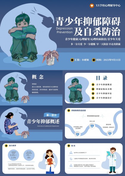 青少年抑郁障碍及自杀防治普及PPT模板