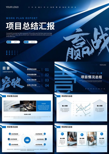 商务项目总结汇报数据分析工作计划PPT模板