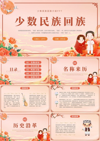 少数民族回族文化介绍与习俗解析PPT模板